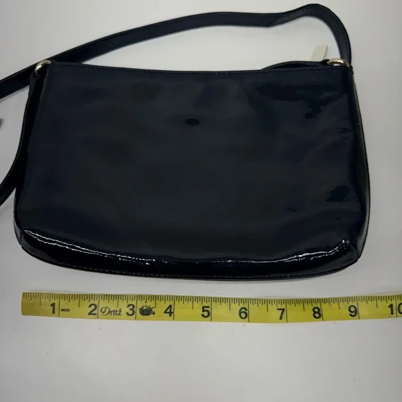 Kate Spade Black Patent Leather Crossbody with Gold Zip Pull - Picture 11 of 12